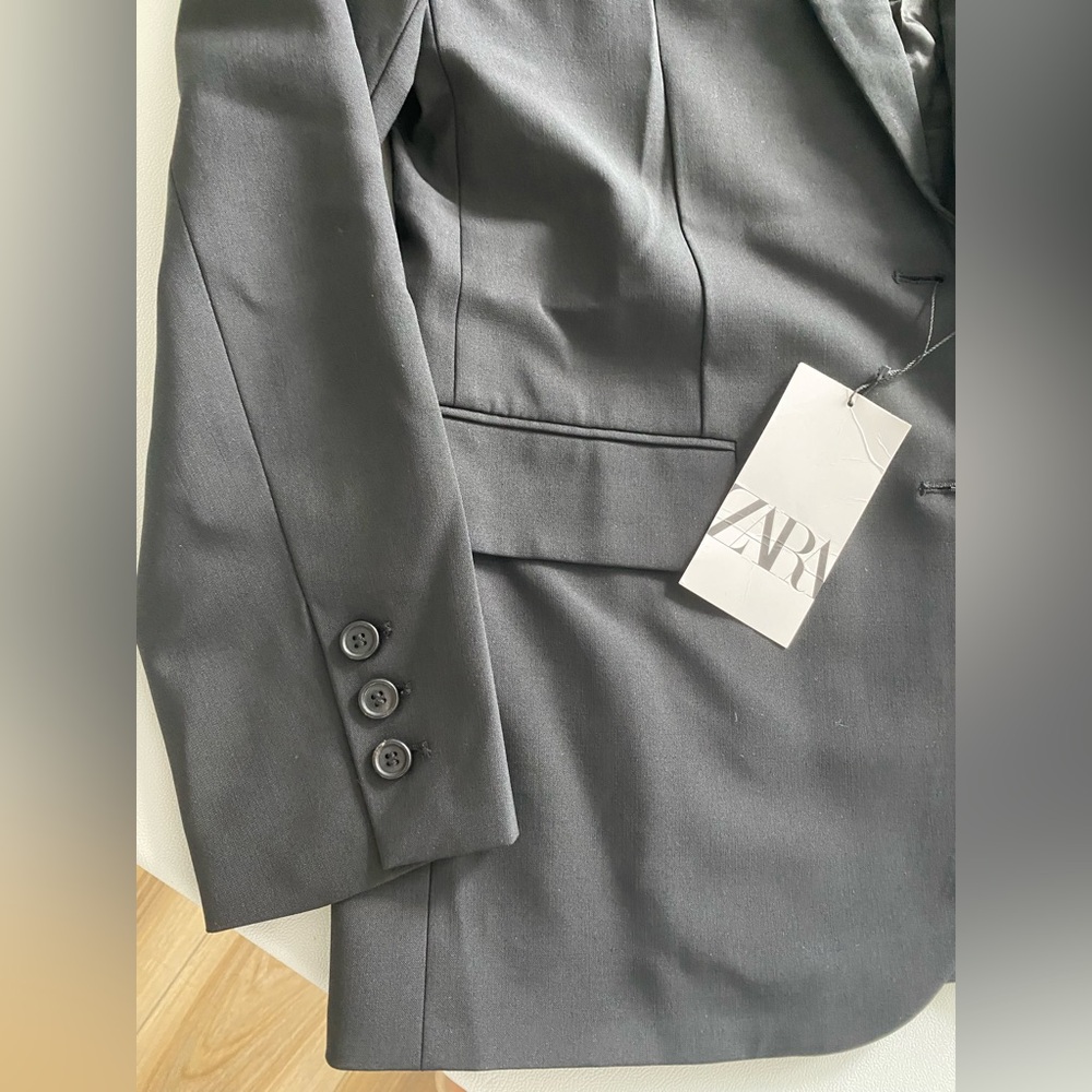 Zara Oversized Wool Blend Jacket Blazer Coat ZW Collection Black size XS NWT - Picture 13 of 16